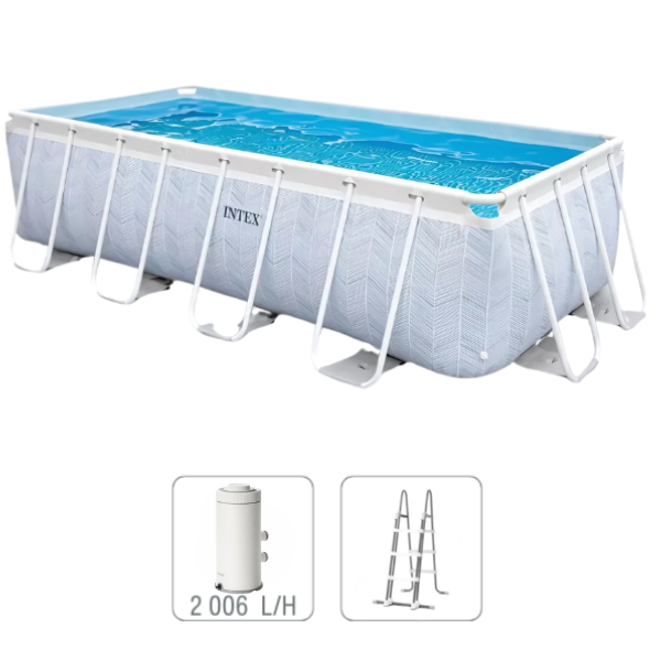 INTEX, CHEVRON PRISM FRAME RECTANGULAR POOL 400 x200 x 100 cm, 6836 L, cadru metalic