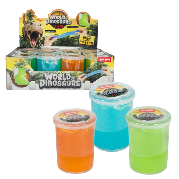 Slime cu schelet de dinozaur, în as.