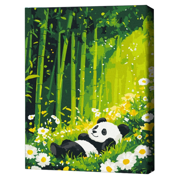 Pictură pe numere 30*40 сm (fără cutie) – Somnul dulce al unui panda în pădurea înflorită