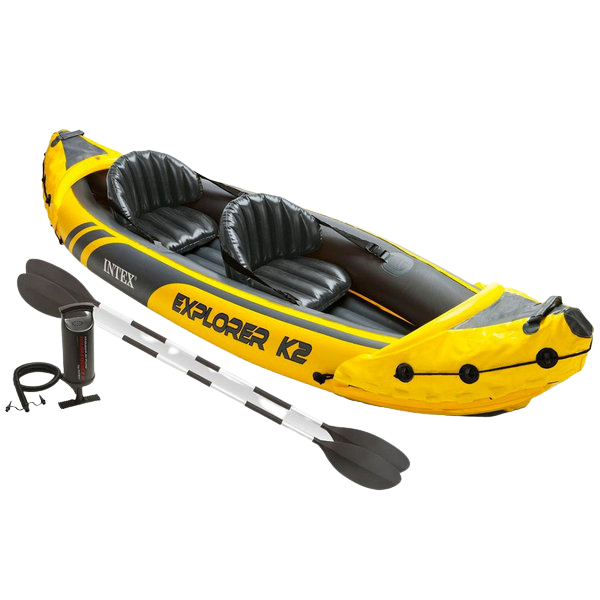 INTEX Надувной каяк "Explorer K2" с веслами и насосом, 312x91x51 см, до 180 кг